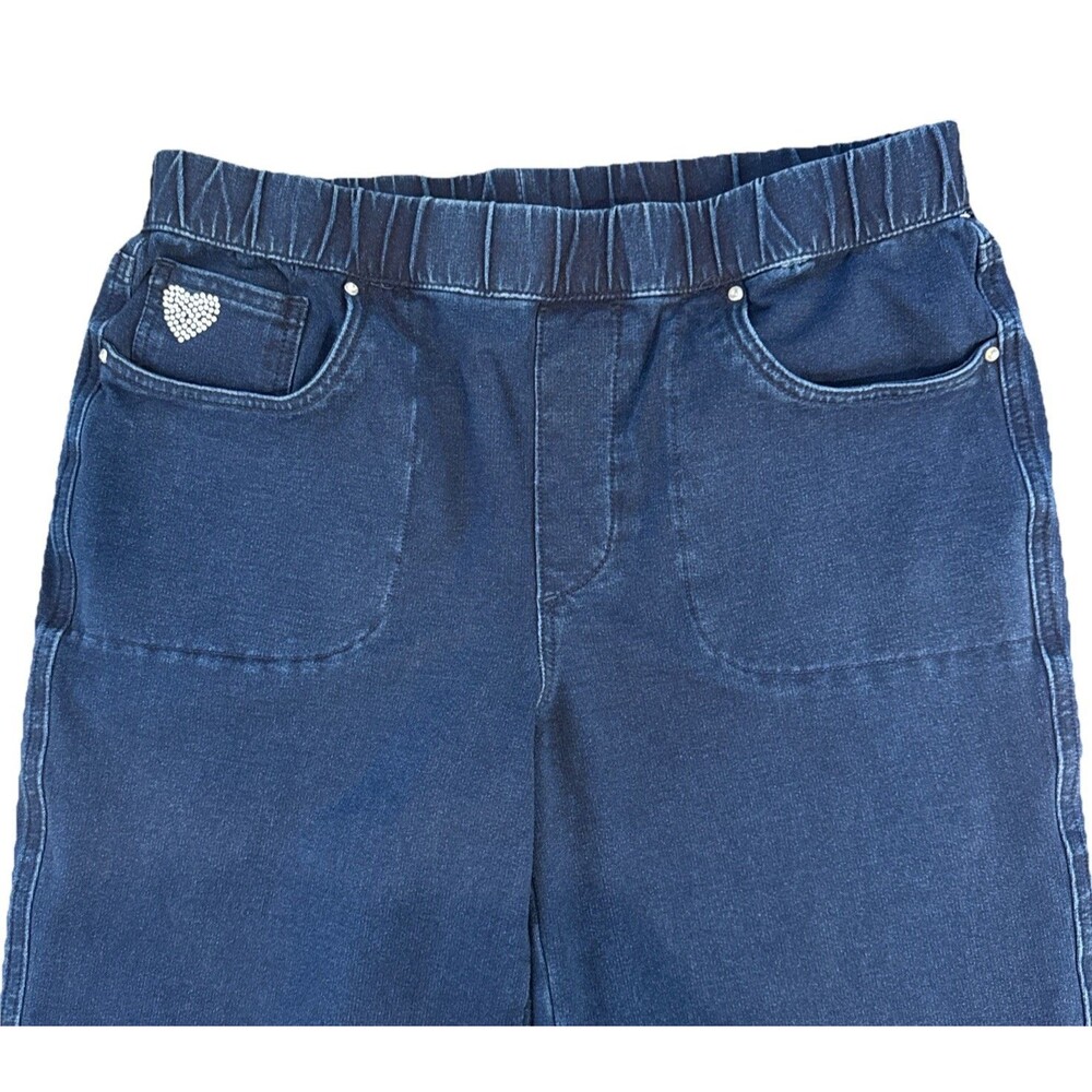 Quacker Factory DreamJeannes Pull On Wide Leg Culotte Pants SZ S Short Dk Indigo - Picture 4 of 10